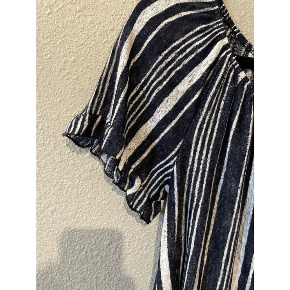 Anthropologie off shoulder striped top navy white NWOT small - Picture 6 of 9